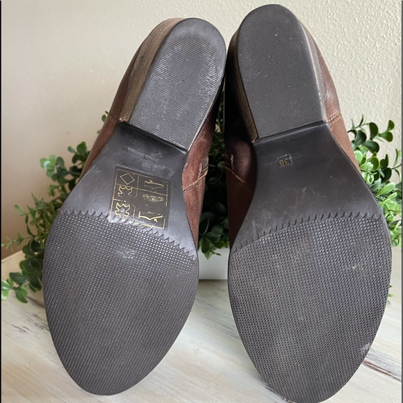 Cute Brown leather booties with leather stacked heel size 38 - Picture 5 of 6